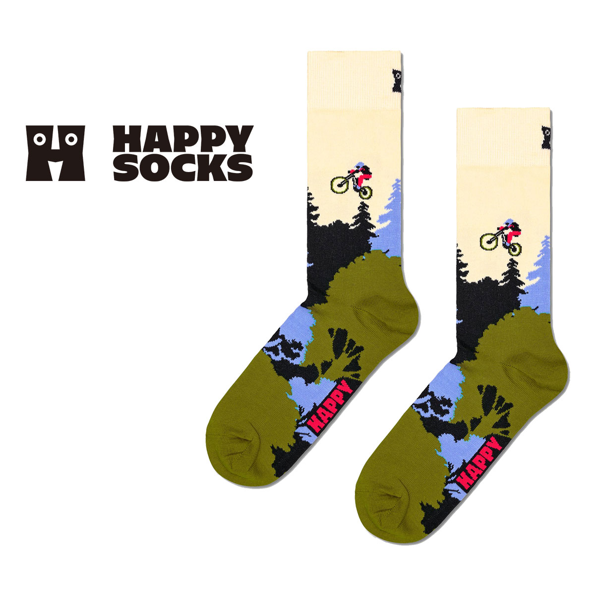 Happy Socks ハッピーソックス  Mountain Bike ( マウンテンバイク ) クルー丈 ソックス メンズ ＆ レディース   10240407