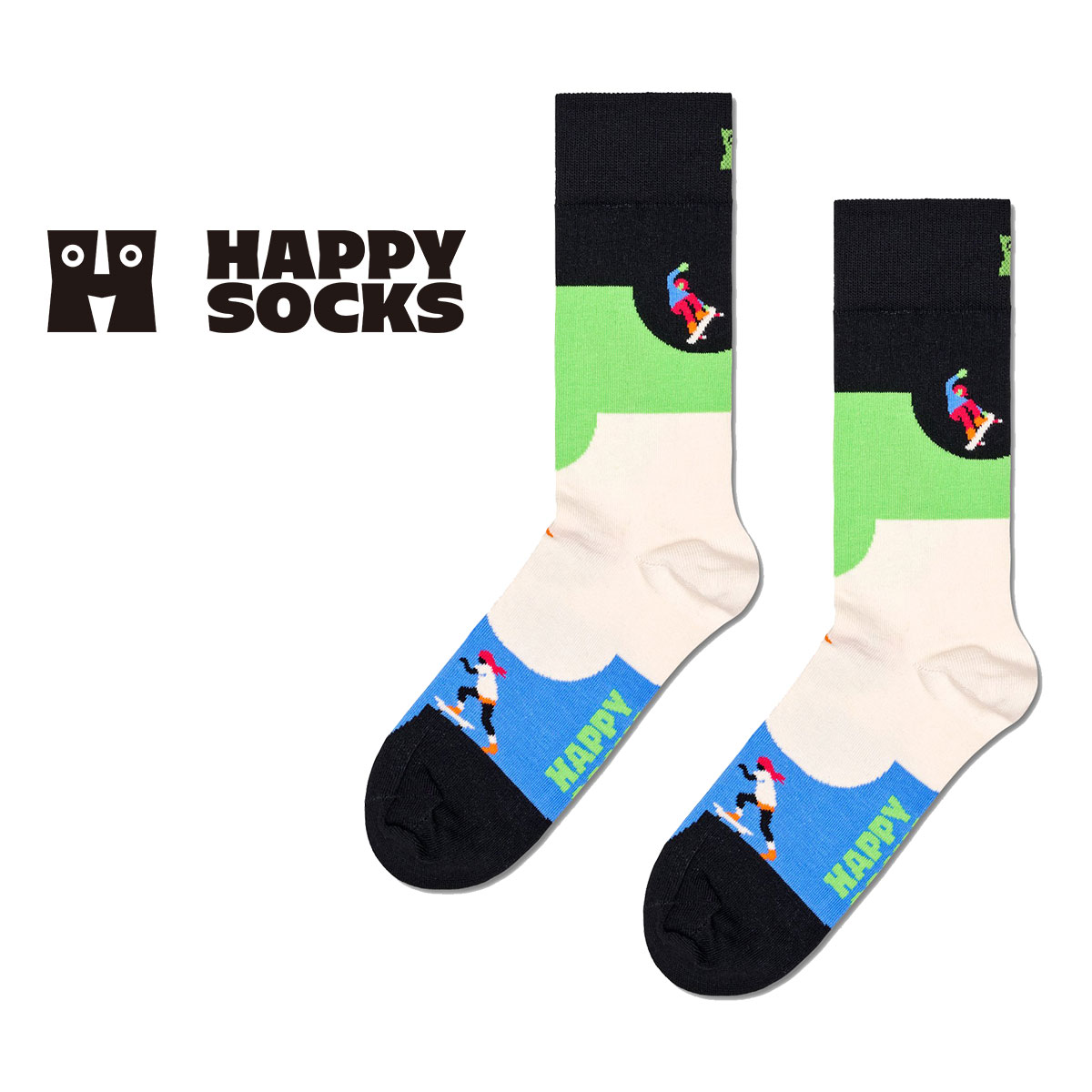 Happy Socks ハッピーソックス  Skateboard ( スケートボード ) クルー丈 ソックス メンズ ＆ レディース   10240403