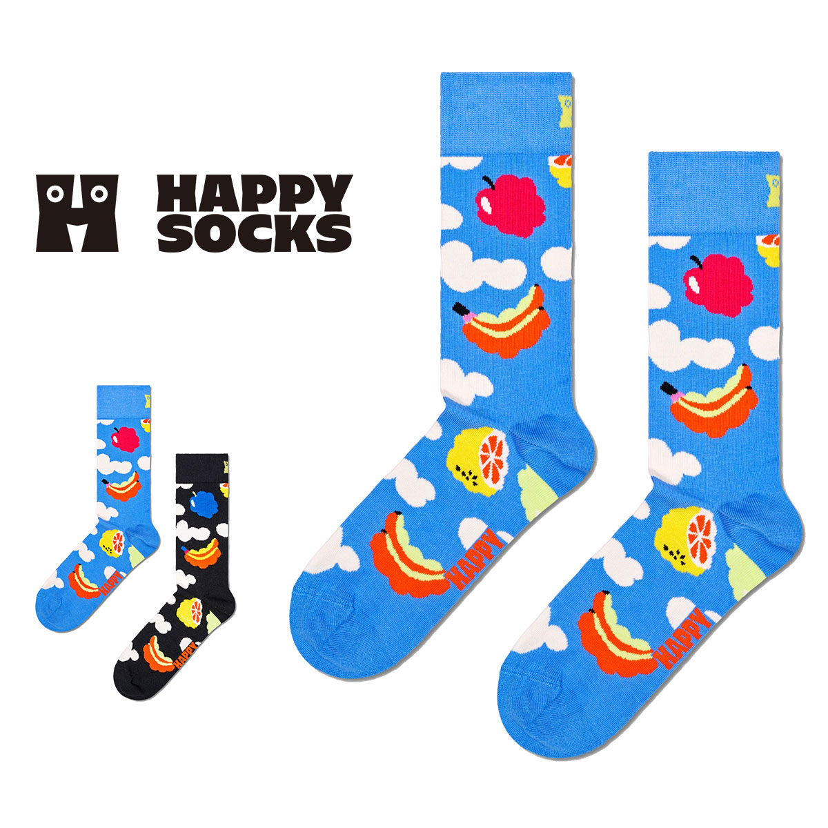 Happy Socks ハッピーソックス  Cloudy Fruit(クラウディ フルーツ ) クルー丈 ソックス メンズ ＆ レディース  10240309