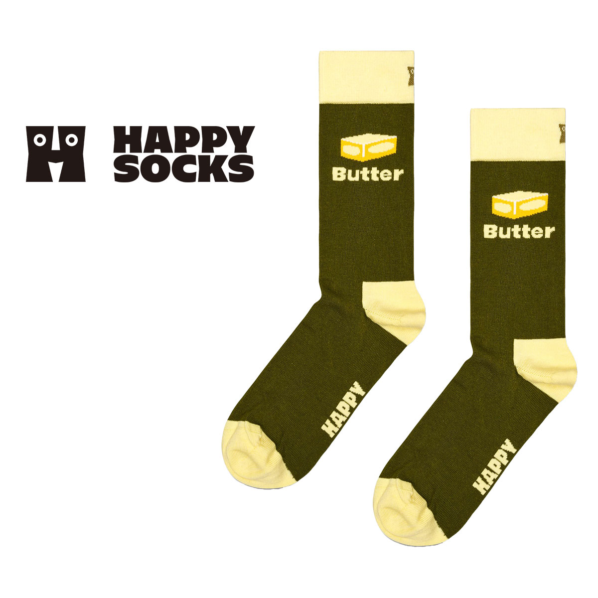 Happy Socks ハッピーソックス  Butter(バター ) クルー丈 ソックス メンズ ＆ レディース  10240323