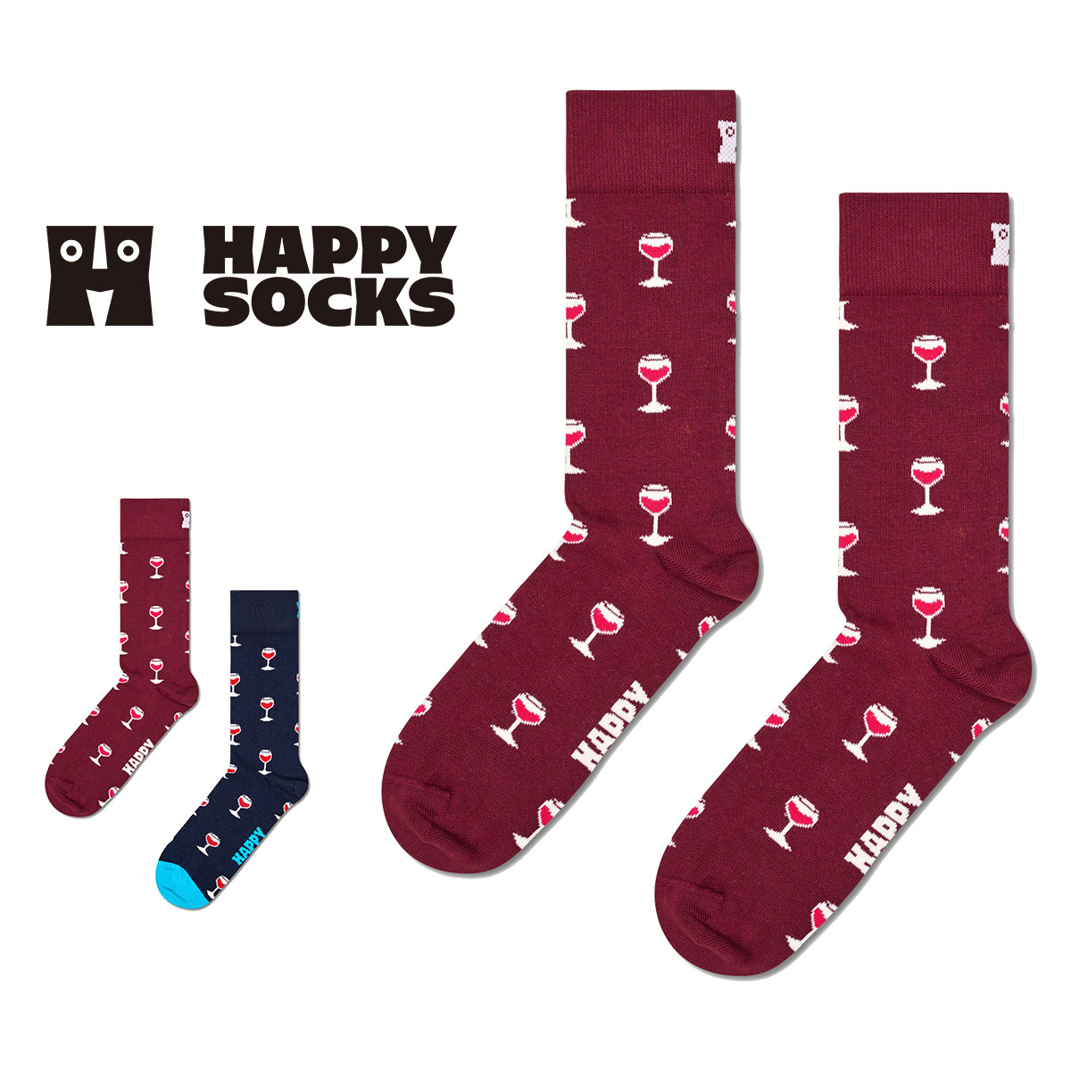 Happy Socks ハッピーソックス  Glass Of Wine(グラス オブ ワイン ) クルー丈 ソックス メンズ ＆ レディース  10240282