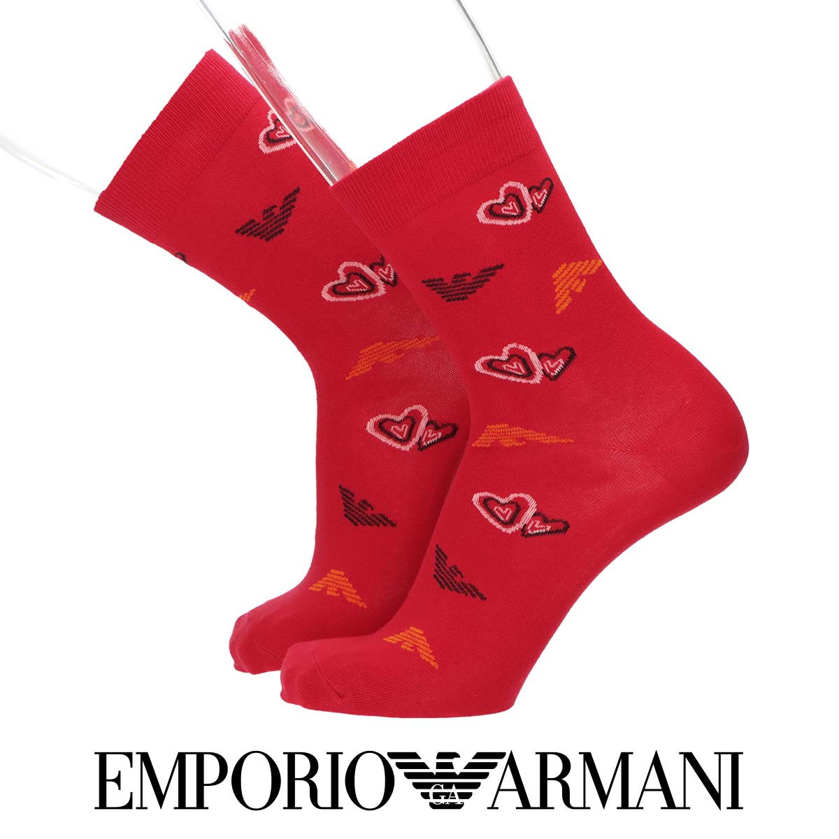 EMPORIO ARMANI カジュアル ハート＆イーグル柄　ミドル  <img src='/banner_images/banner_0000000180.gif'>