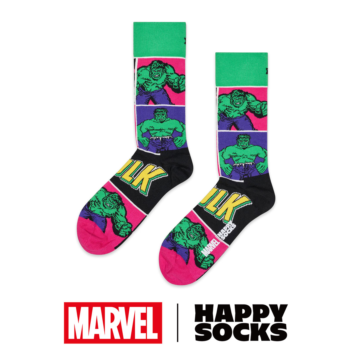 【Limited】Happy Socks ハッピーソックス × Marvel™ ( マーベル ) Avengers ( アベンジャーズ ) Hulk ( ハルク ) クルー丈 ソックス