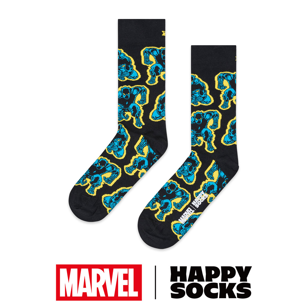 【Limited】Happy Socks ハッピーソックス × Marvel™ ( マーベル ) Avengers ( アベンジャーズ ) Black Panther ( ブラック パンサー ) クルー丈 ソックス