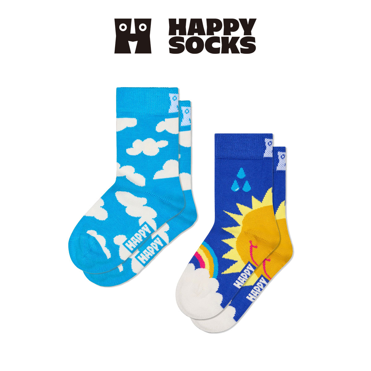 【2足セット】Happy Socks Kids After Rain ( アフターレイン ) 2Packs クルー丈 ソックス キッズ プレゼント