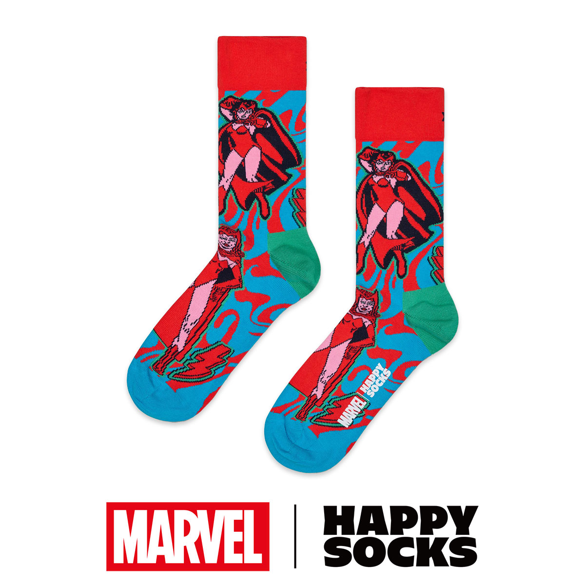 【Limited】Happy Socks ハッピーソックス × Marvel™ ( マーベル ) Avengers ( アベンジャーズ ) Scarlet Witch ( スカーレット ウィッチ ) クルー丈 ソックス 
