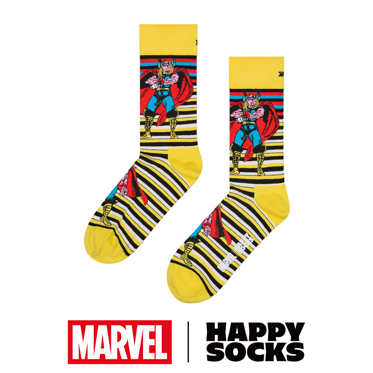 【Limited】Happy Socks ハッピーソックス × Marvel™ ( マーベル ) Avengers ( アベンジャーズ ) Thor ( ソー ) クルー丈 ソックス ユニセックス