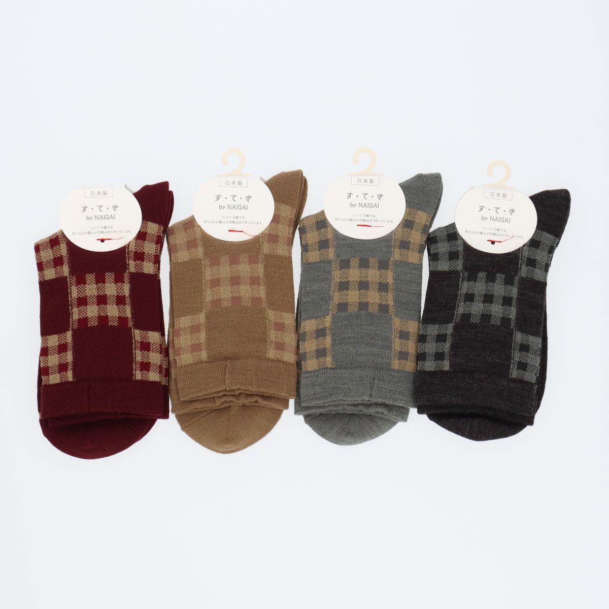 【25fw】すてき す・て・き by NAIGAI 日本製 スパイラルブロック クルー丈 ソックス レディース 女性 靴下 プレゼント ギフト 03878311 クルー