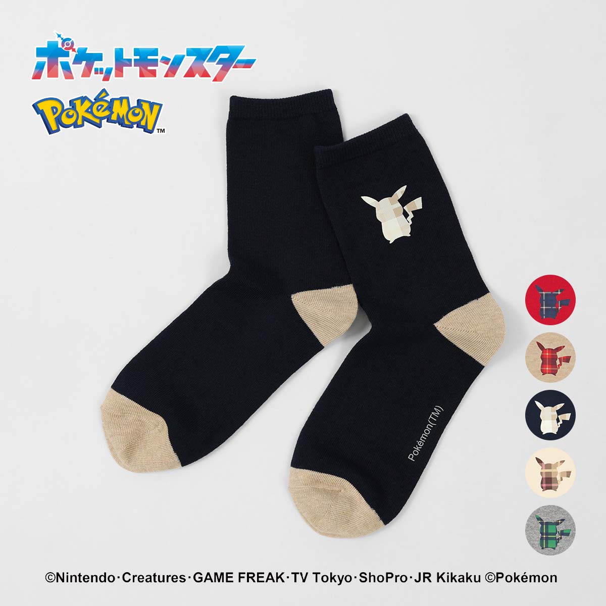 【25fw】ポケモン ピカチュウPlaidクルー3 クルー