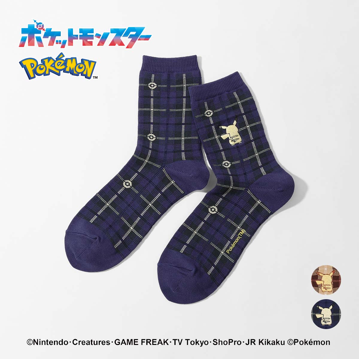 【25fw】ポケモン ピカチュウPlaidクルー2 カジュアル