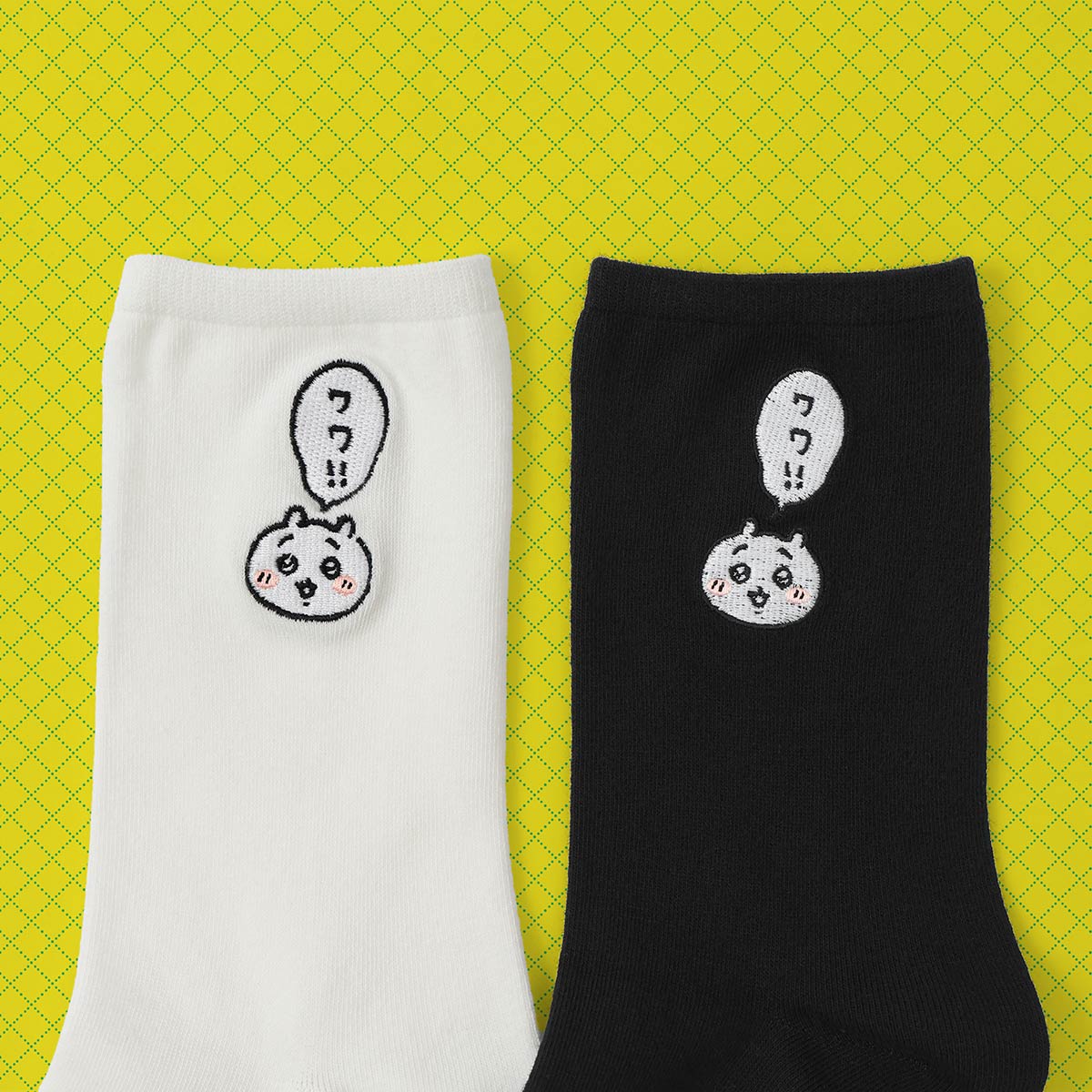 ちいかわ クルー丈 ワワ!! ソックス ワンポイント ちいかわ刺繍 靴下 レディース キャラクター 03197021