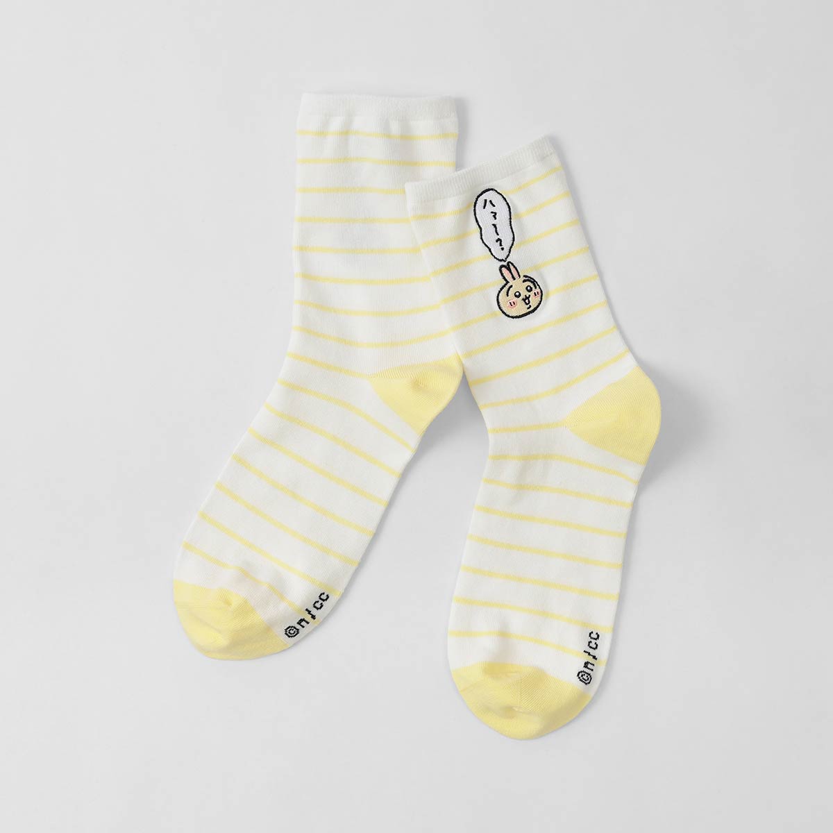ちいかわ クルー丈 ハァ〜? ソックス ワンポイント うさぎボーダー刺繍 靴下 レディース キャラクター 03197026