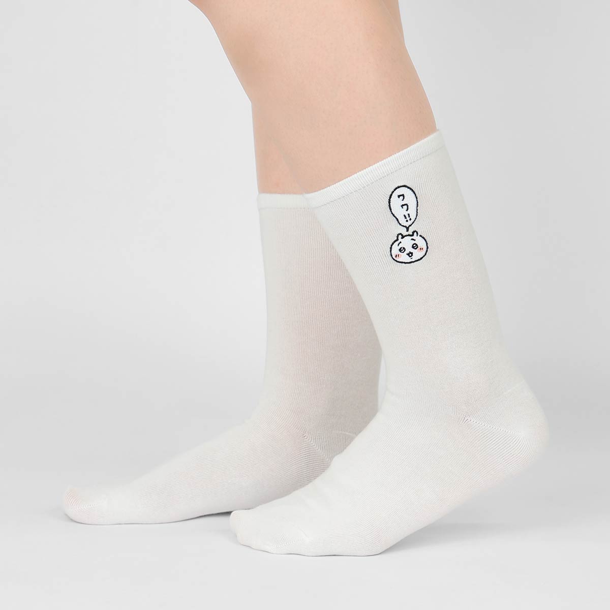 ちいかわ クルー丈 ワワ!! ソックス ワンポイント ちいかわ刺繍 靴下 レディース キャラクター 03197021