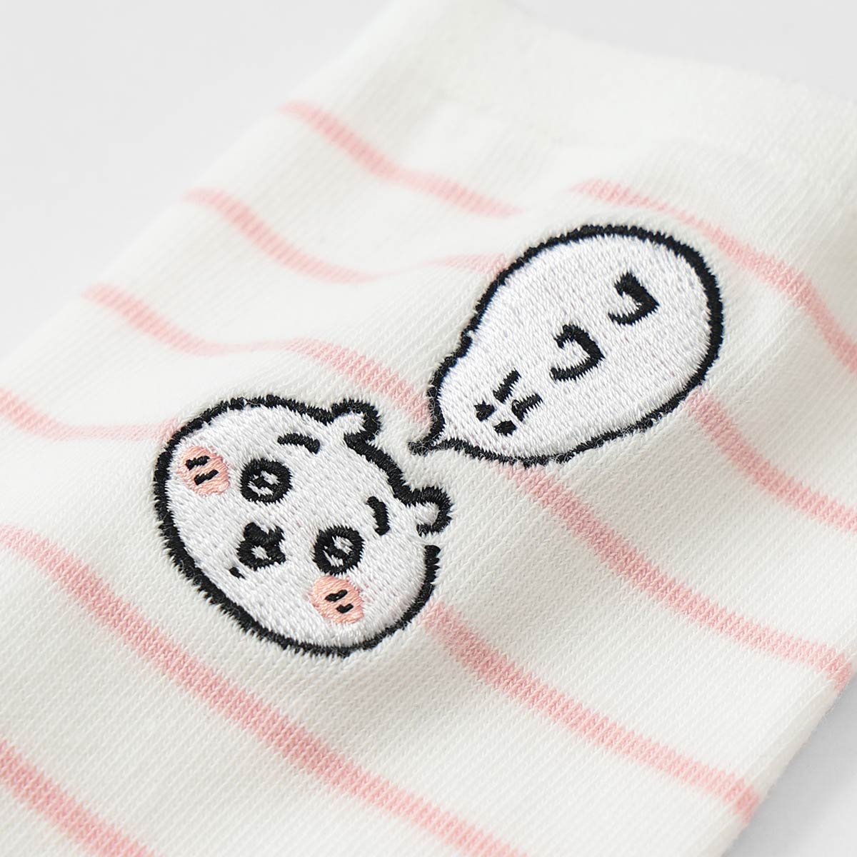 ちいかわ クルー丈 ワワ!! ソックス ワンポイント ちいかわボーダー刺繍 靴下 レディース キャラクター 03197022