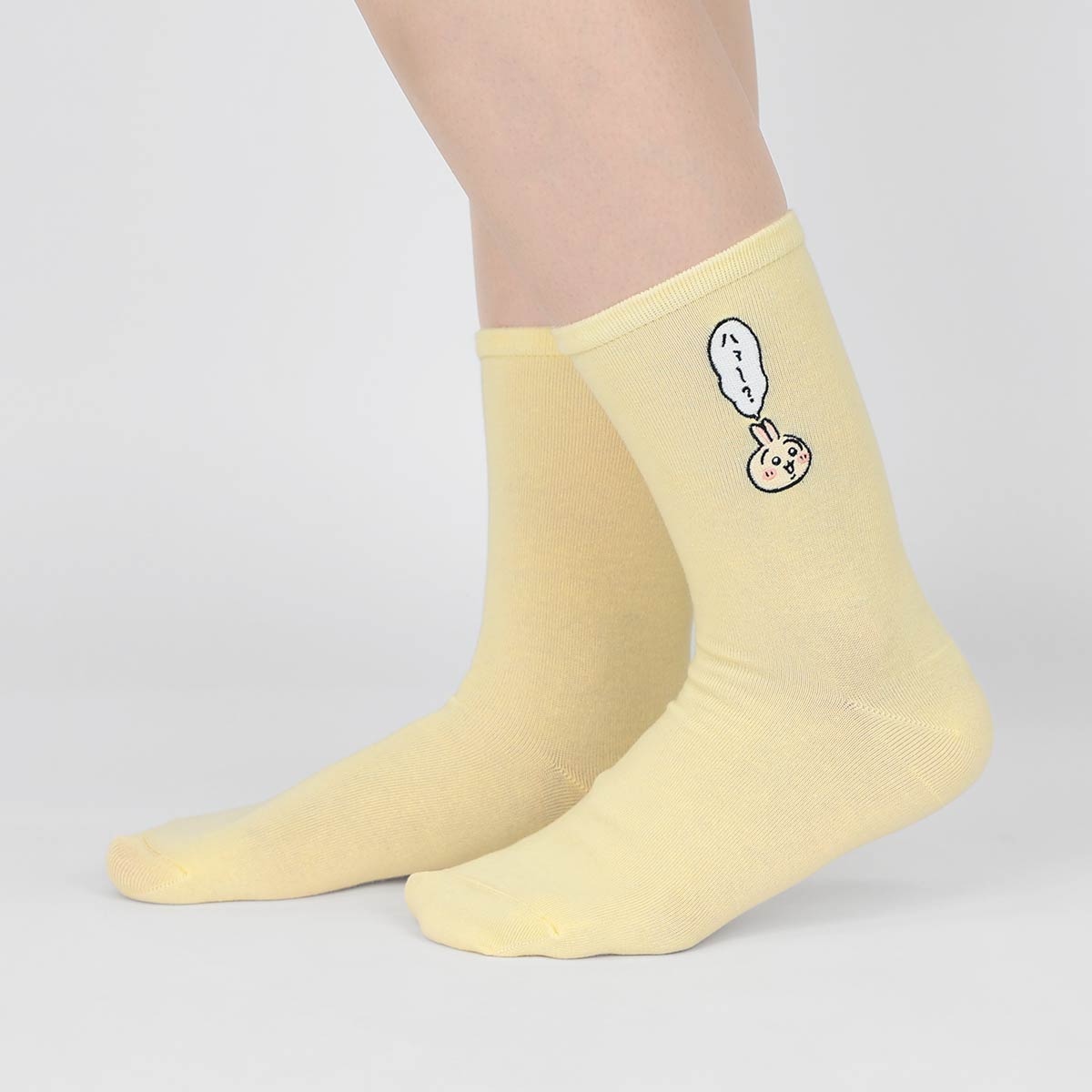 ちいかわ クルー丈 ハァ〜? ソックス ワンポイント うさぎ刺繍 靴下 レディース キャラクター 03197025