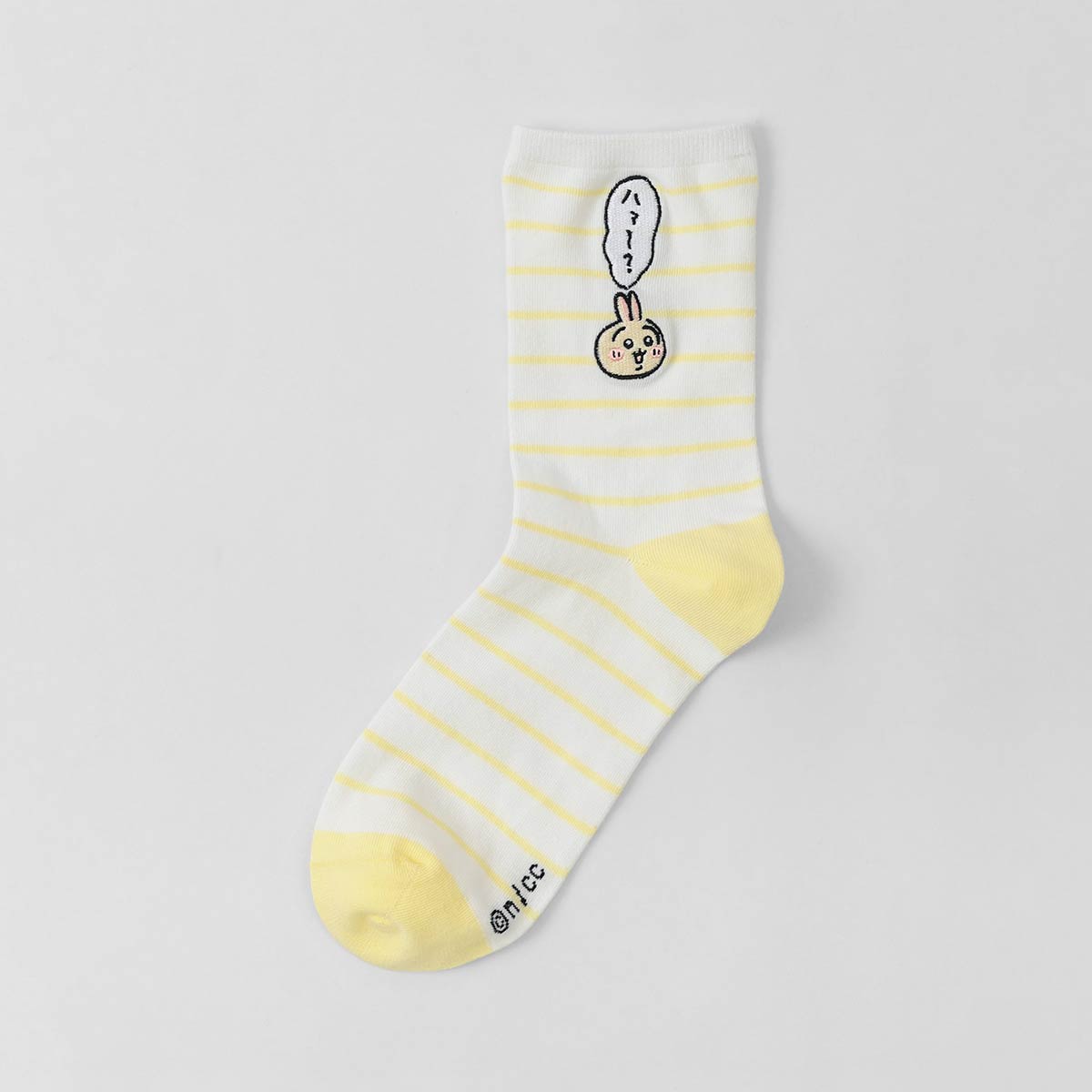 ちいかわ クルー丈 ハァ〜? ソックス ワンポイント うさぎボーダー刺繍 靴下 レディース キャラクター 03197026