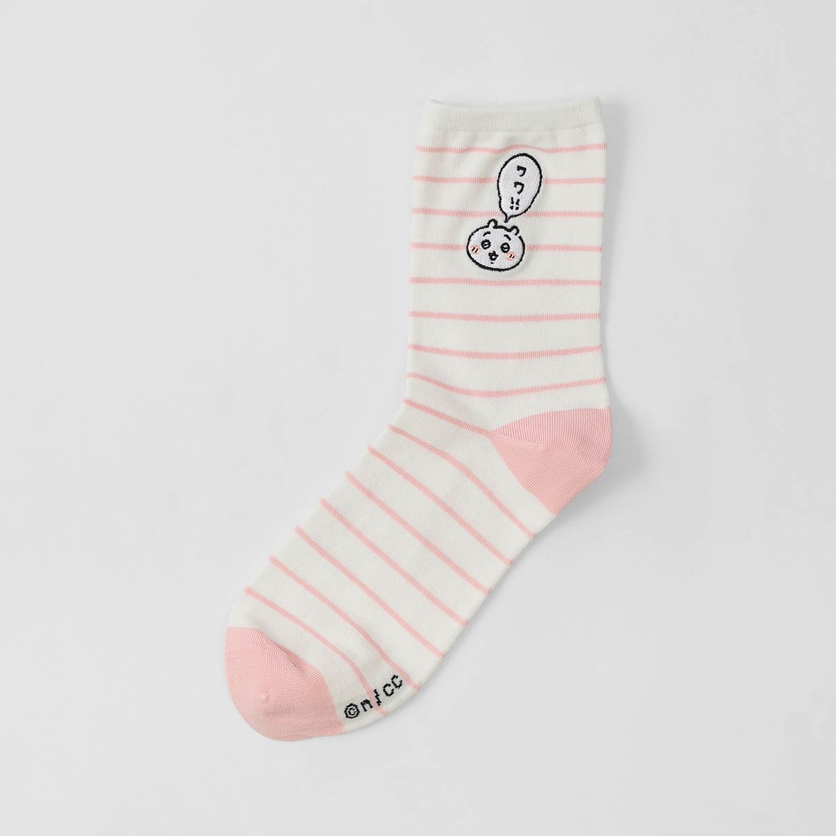 ちいかわ クルー丈 ワワ!! ソックス ワンポイント ちいかわボーダー刺繍 靴下 レディース キャラクター 03197022