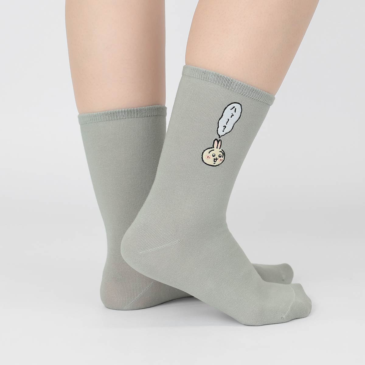 ちいかわ クルー丈 ハァ〜? ソックス ワンポイント うさぎ刺繍 靴下 レディース キャラクター 03197025