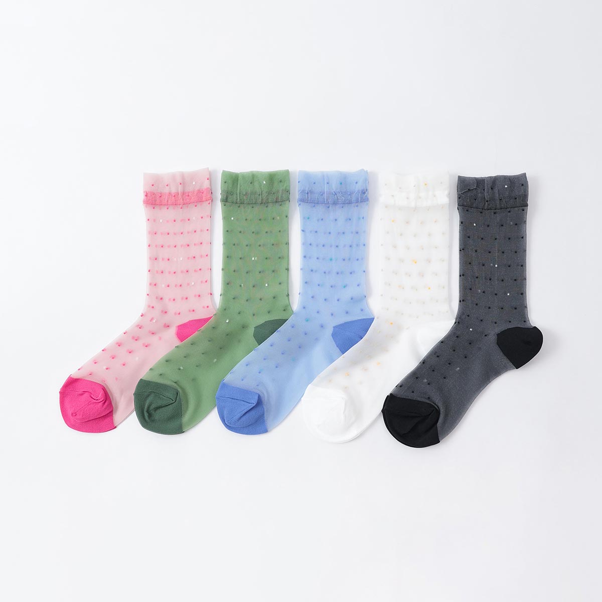 ピンドット クルー丈 レディース ソックス