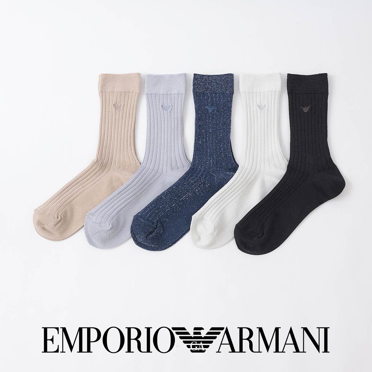 イーグル ラメ リブ クルー丈 ソックス