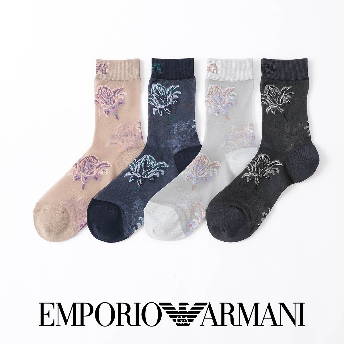 フラワー シアー クルー丈 ソックス レディース