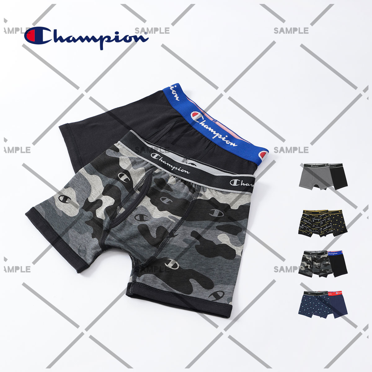 【2枚セット】Champion キッズ ボクサーパンツ 抗菌防臭 前開き Cotton Stretch Trunk