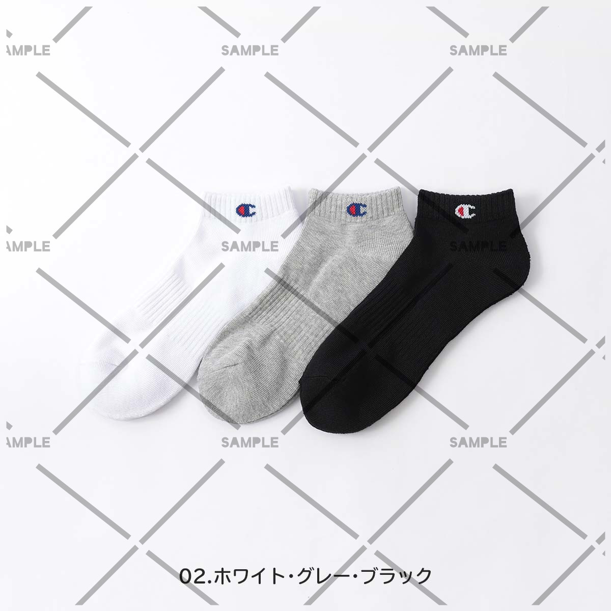 【3足セット】Champion チャンピオン Cマークロゴ 消臭糸使用 足底パイル アーチサポート スニーカー丈 ソックス