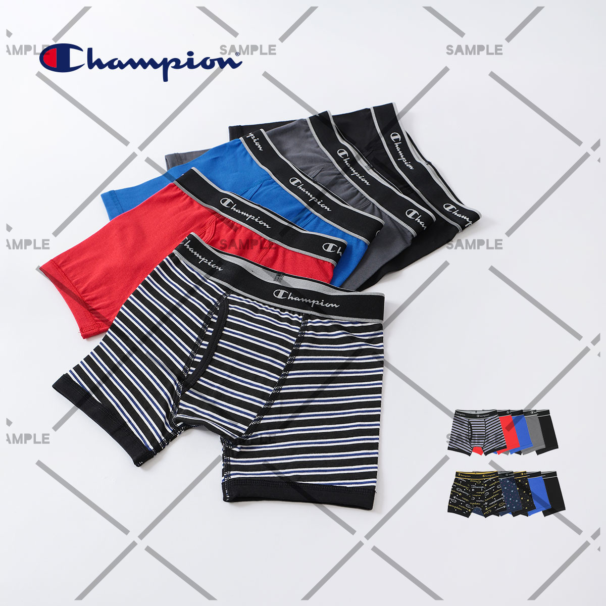 【5枚セット】Champion キッズ ボクサーパンツ 抗菌防臭 前開き Cotton Stretch Trunk