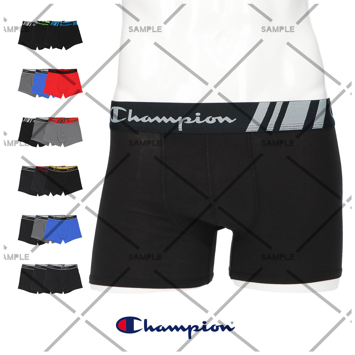 【3枚セット】Champion チャンピオン メンズ ボクサーパンツ 抗菌防臭 前閉じ Cotton Stretch Trunk