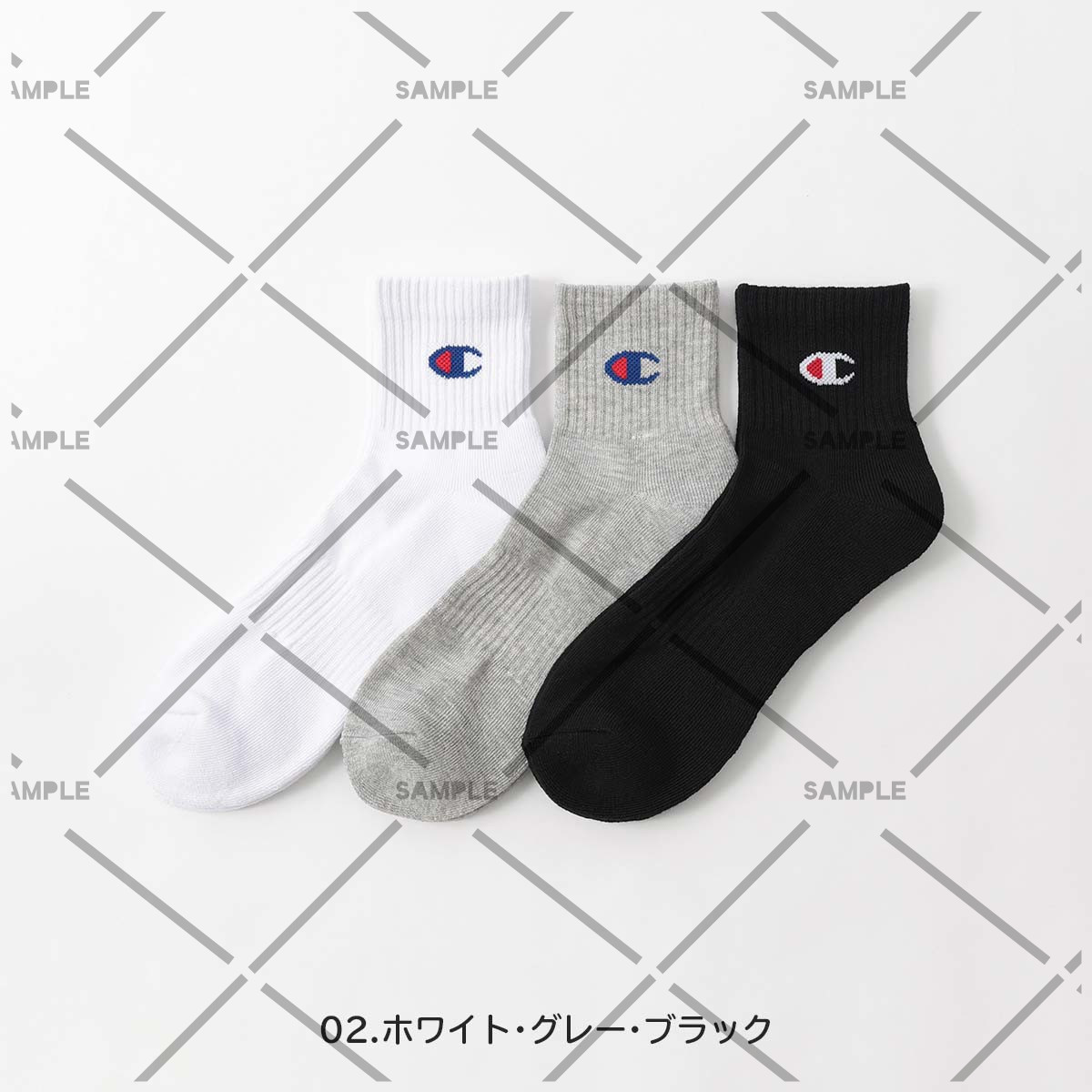 【3足セット】Champion チャンピオン Cマークロゴ 消臭糸使用 足底パイル アーチサポート ショート丈 ソックス